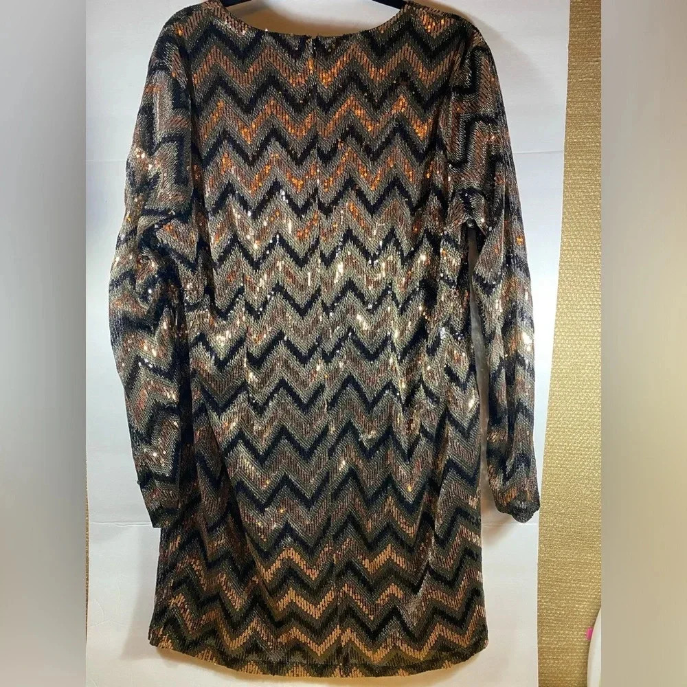 Ready for a party Zigzag Sequin Dress Forever 21 Sz 3X - Picture 5 of 8